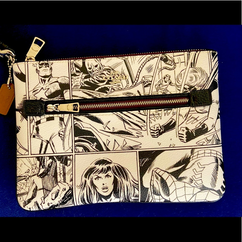 Coach Marvel Comic zippered pouch